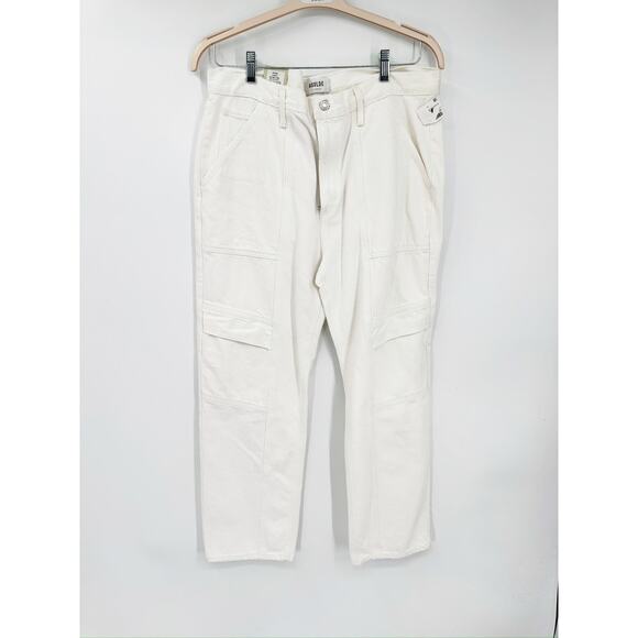 Agolde Cooper Milkshake White Straight High Rise Cargo Jeans Size 32 - Picture 2 of 7